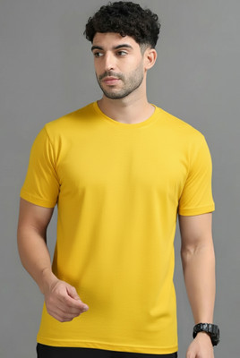 Jangoboy Solid Men Round Neck Dark Blue T-Shirt