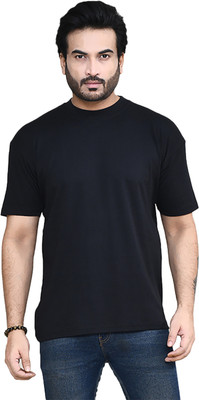 altius Solid Men Round Neck Black T-Shirt