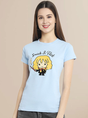 SZN Solid Women Round Neck Blue T-Shirt