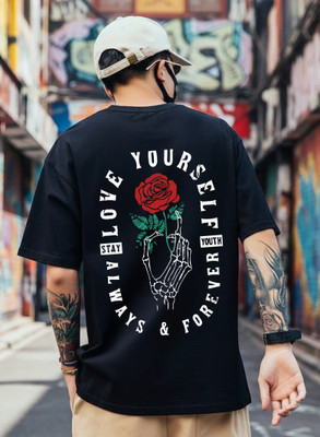 Uniplanet Store Printed, Typography Men Round Neck Black T-Shirt