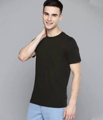 Jagadish Solid Men Round Neck Black, White T-Shirt