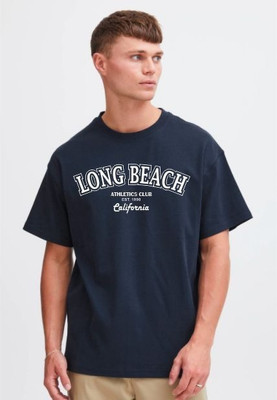 FURRR Printed Men Round Neck Navy Blue T-Shirt