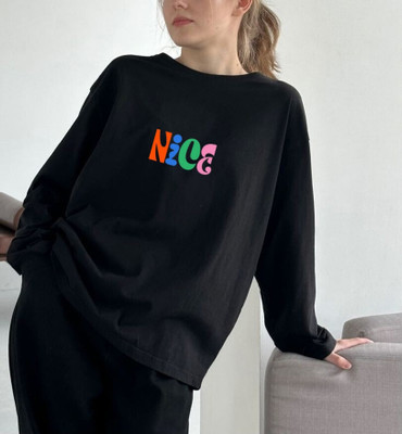 PeakWear Printed Women Round Neck Black T-Shirt