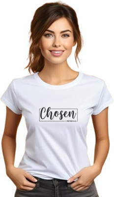 Witty Curls Printed Women Round Neck White T-Shirt