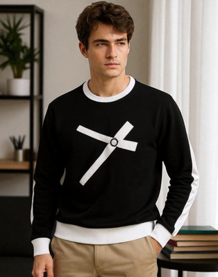 FASHIUM Printed Men Round Neck Black T-Shirt