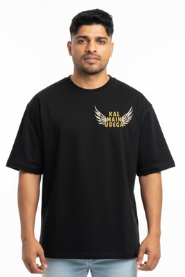 TRANZMOG Printed, Graphic Print, Typography Men Round Neck Black T-Shirt