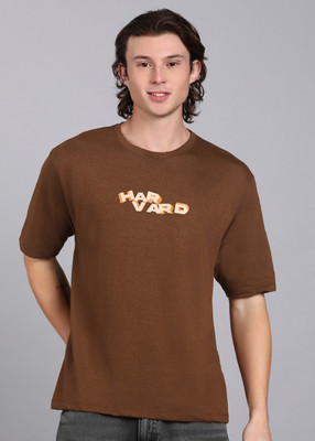 HARVARD Printed Men Round Neck Brown T-Shirt