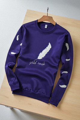 FASHIUM Printed Men Round Neck Navy Blue T-Shirt