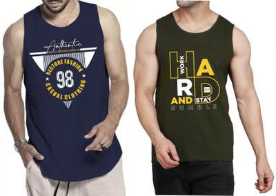 Restore Printed Men Scoop Neck Blue, Dark Green, Multicolor T-Shirt