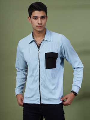 RIGO Solid Men Polo Neck Blue T-Shirt