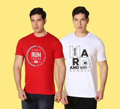 WOOSTRO Graphic Print Men Round Neck Maroon, White T-Shirt