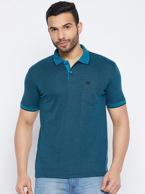 DUKE Solid Men Polo Neck Blue T-Shirt