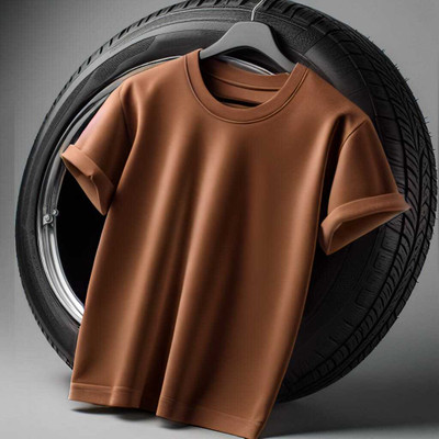 Pling Bling Solid Men Round Neck Brown T-Shirt