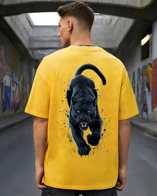 Arfila Printed Men Round Neck Yellow T-Shirt