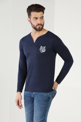 INKKR Solid Men V Neck Multicolor T-Shirt