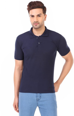Bodytech Solid Men Polo Neck Blue T-Shirt