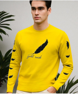 Teezler Printed Men Round Neck Yellow T-Shirt