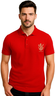 selay Printed Men Polo Neck Red T-Shirt