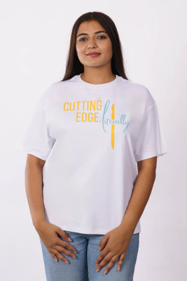 Bandar Baant Graphic Print Women Round Neck White T-Shirt