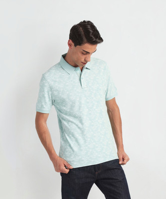 Arrow Sport Printed Men Polo Neck Green T-Shirt