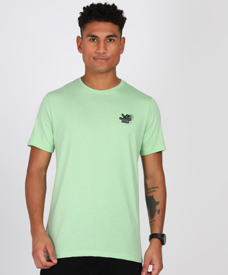 WROGN Solid Men Round Neck Light Green T-Shirt