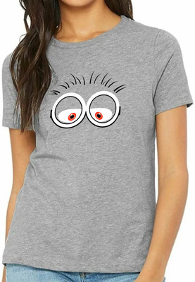 Smart Colors Printed Women Round Neck Grey T-Shirt