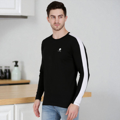 FARICON Solid Men Round Neck Black T-Shirt