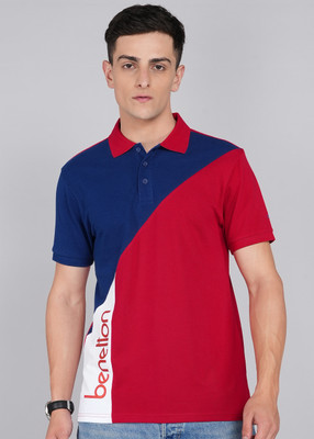 United Colors of Benetton Colorblock Men Polo Neck Red T-Shirt