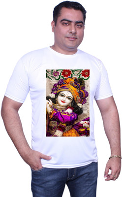 NITYANAND CREATIONS Printed Men Round Neck White T-Shirt