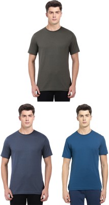 JOCKEY Solid Men Round Neck Dark Green, Dark Blue, Blue T-Shirt