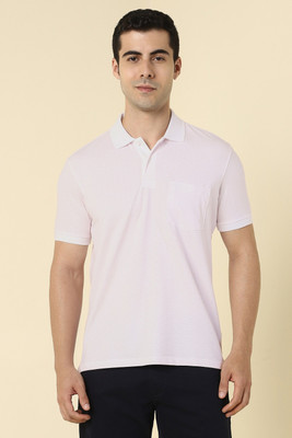 Allen Solly Solid Men Polo Neck Pink T-Shirt