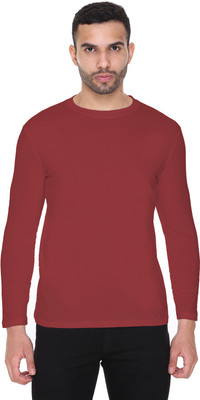 RYTONZ Solid Men Round Neck Maroon T-Shirt