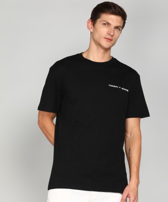 TOMMY HILFIGER Solid Men Round Neck Black T-Shirt