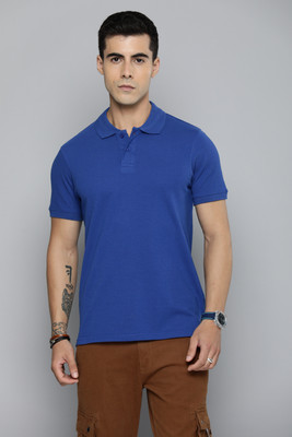 METRONAUT Solid Men Polo Neck Blue T-Shirt