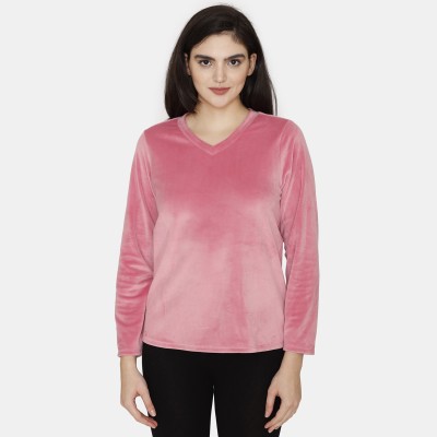 ZIVAME Solid Women Round Neck Pink T-Shirt