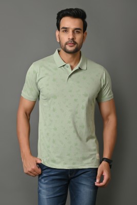 Arbour Printed Men Polo Neck Light Green T-Shirt