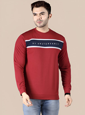 E-MAX Printed Men Round Neck Maroon T-Shirt