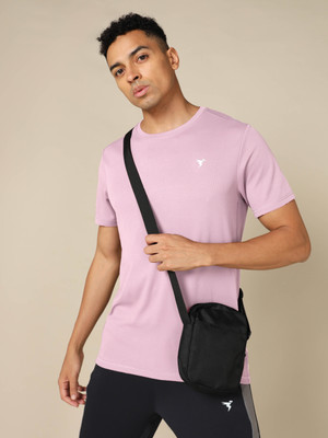 TECHNOSPORT Solid Men Round Neck Purple T-Shirt