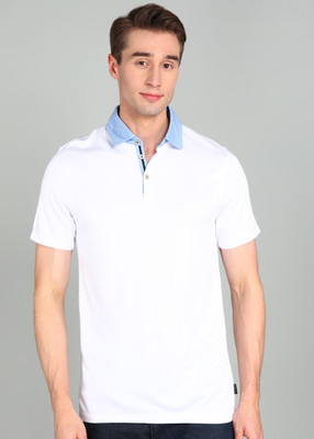 Ted Baker Solid Men Polo Neck White T-Shirt