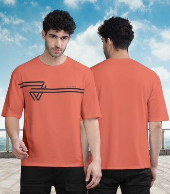 Bullmer Printed Men Round Neck Orange T-Shirt