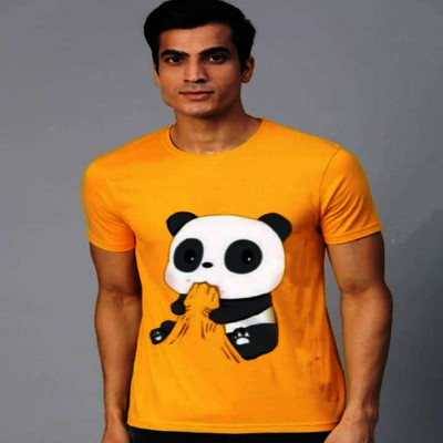 SAHAL FASHION Printed Men Round Neck Yellow T-Shirt