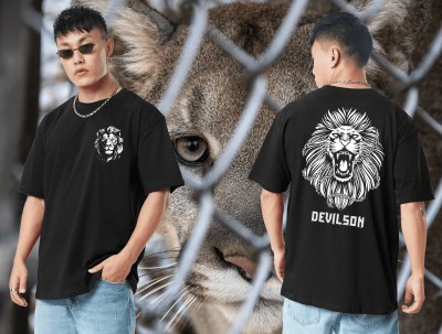 Devilson Printed, Typography Men Round Neck Black T-Shirt