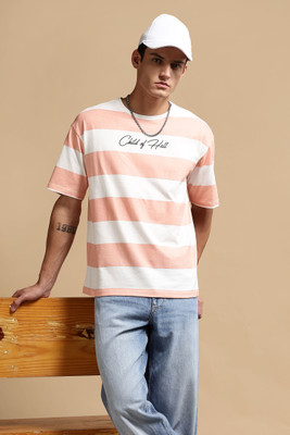 Eszett Printed Men Crew Neck Orange T-Shirt