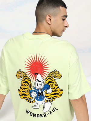 HIGHLANDER Printed Men Round Neck Green T-Shirt