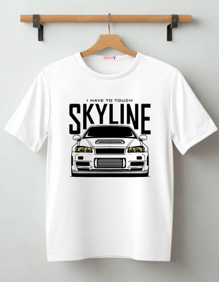 DIBBY Abstract Men Round Neck White T-Shirt
