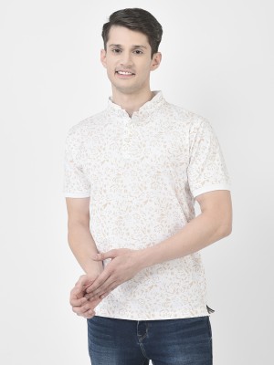 CRIMSOUNE CLUB Printed Men Mandarin Collar White T-Shirt