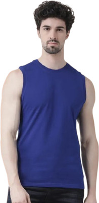 RLP Solid Men Scoop Neck Blue T-Shirt