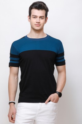 COUNTRY YARD Striped Men Round Neck Blue, Black T-Shirt