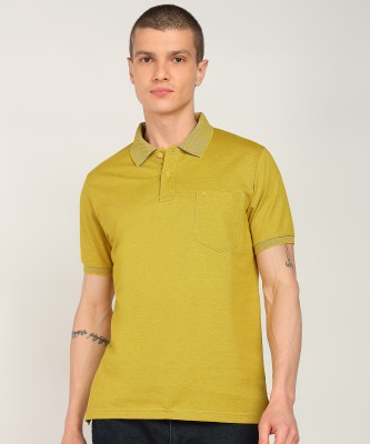 MONTE CARLO Solid Men Polo Neck Yellow T-Shirt