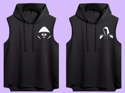 Zxomillo Printed Men Hooded Neck Black T-Shirt